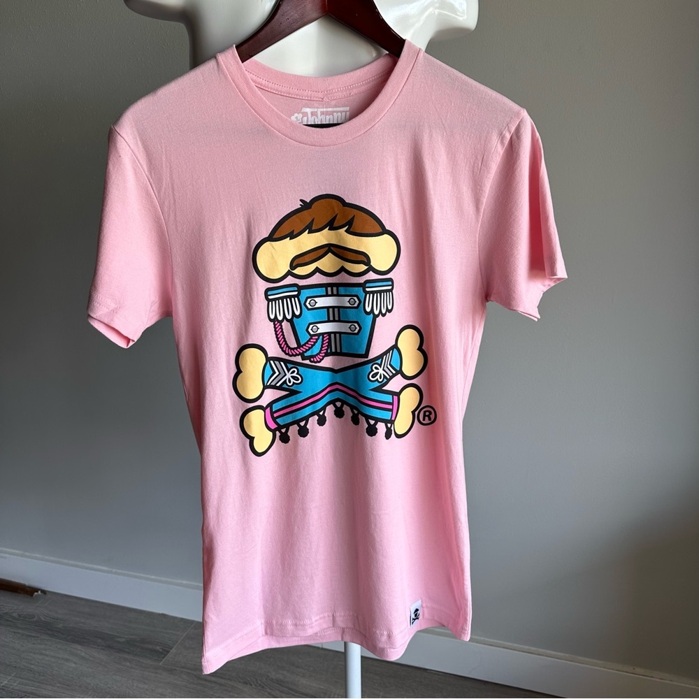 Johnny Cupcake Beatles Band inspired Tshirt pink men’s xs or unisex soft NWT